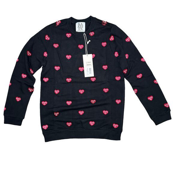 Zoe Karssen You'll Do Heart Sweatshirt in Moonless Night Black Size XS NWT $155 - Picture 5 of 8